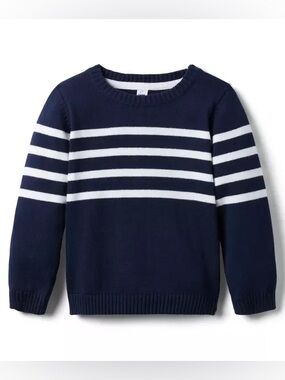 Janie and Jack boys Navy Striped Crewneck Sweater White Stripe 6